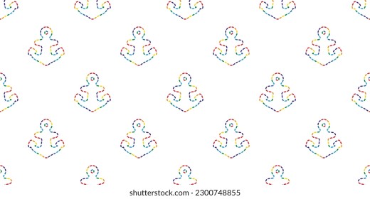 Anchor seamless pattern rainbow colorful lgbt pride month vector doodle boat helm pirate maritime Nautical sea ocean gift wrapping paper tile background repeat wallpaper illustration scarf isolated