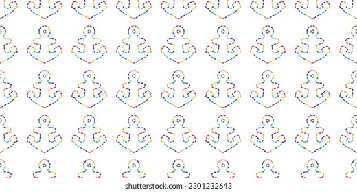 Anchor seamless pattern rainbow colorful lgbt pride month boat vector doodle helm pirate maritime Nautical sea ocean gift wrapping paper tile background repeat wallpaper illustration scarf isolated