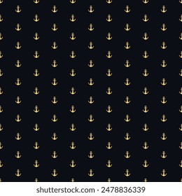 Anchor Seamless pattern. Vector of Anchors pattern can be used for wallpaper, fabric clothes, gift wrap paper ,web page ,surface textures. gold gradient Anchor on dark blue background.