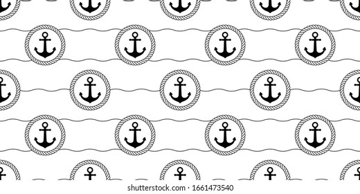 Anchor seamless pattern vector boat wave rope pirate helm maritime Nautical scarf isolated sea ocean repeat wallpaper tile background design