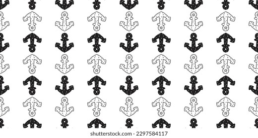 Anchor seamless pattern vector doodle cloud boat helm pirate maritime Nautical sea ocean gift wrapping paper tile background repeat wallpaper illustration scarf isolated