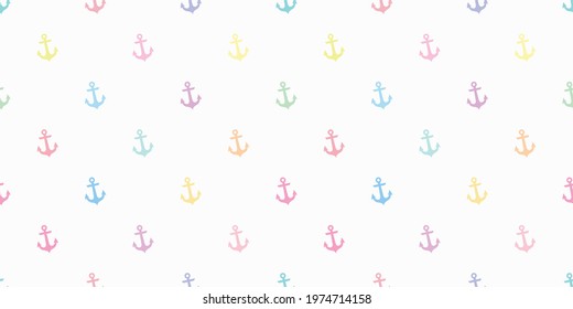 Anchor seamless repeat pattern vector background, wallpaper with anchor elements, cute colorful pattern for the summer.