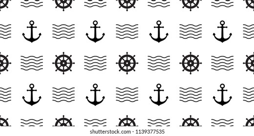 anchor Seamless vector helm Pattern boat pirate nautical maritime wave tropical summer beach ocean tile background scarf isolated repeat wallpaper