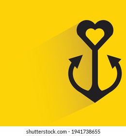 anchor with shadow on yellow background