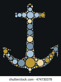 anchor shape vector design by color point