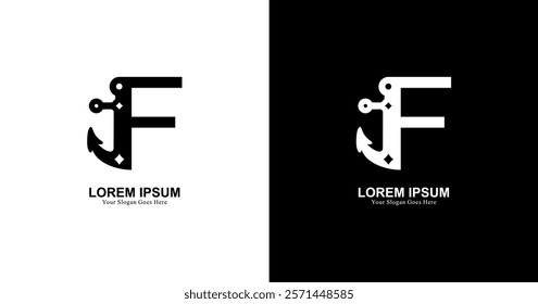 anchor shaped logo design combined with the letter F