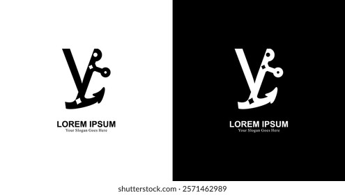 anchor shaped logo design combined with the letter y