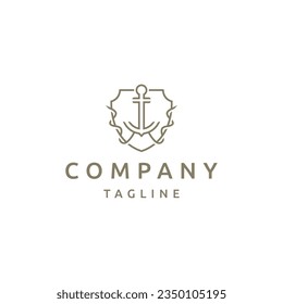 Anchor shield logo icon design template flat vector