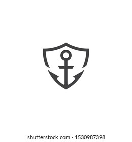 Anchor shield. Vector logo icon template