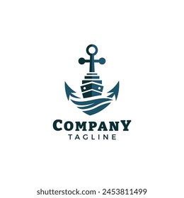 Anchor and ship fusioned on a clean and recognizable design, this logo is suitable for anything related to marine industry