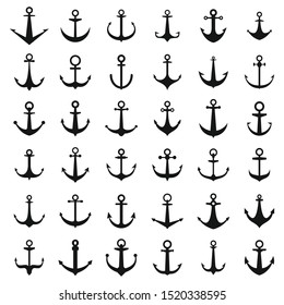 Anchor ship icons set. Simple set of anchor ship vector icons for web design on white background