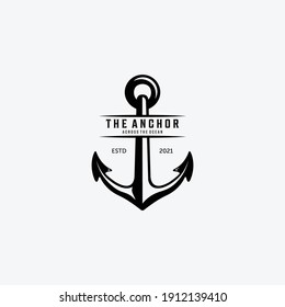 Das Anchor Ship Logo Vectorvintage, Illustration Design der Seeleute und Abenteuer des Meereskonzepts