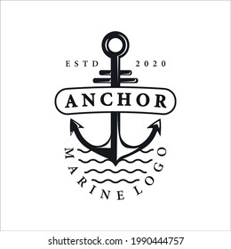 anchor ship logo vintage vector icon symbol illustration template design. anchor retro icon emblem for sailor or marine business concept design