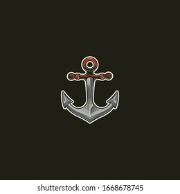 Anchor of the ship. Original vector illustration, icon in retro style.