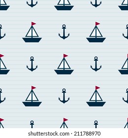 Anchor and ship seamless pattern