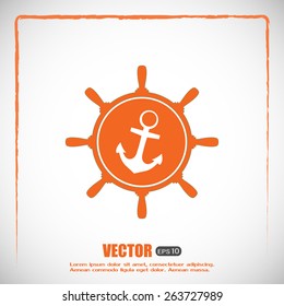 Anchor and ship steering wheel icon - vector illustration 