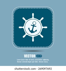 Anchor and ship steering wheel icon - vector illustration 
