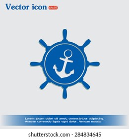 Anchor and ship steering wheel icon - vector illustration 