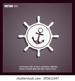Anchor and ship steering wheel icon - vector illustration 