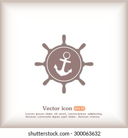 Anchor and ship steering wheel icon - vector illustration 