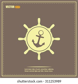 Anchor and ship steering wheel icon - vector illustration 