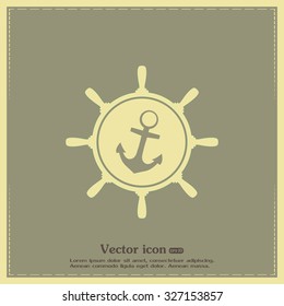 Anchor and ship steering wheel icon - vector illustration 