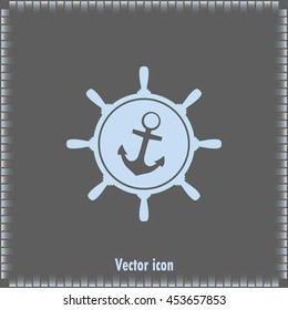 Anchor and ship steering wheel icon - vector illustration 
