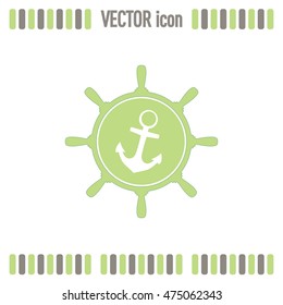 Anchor and ship steering wheel icon - vector illustration 