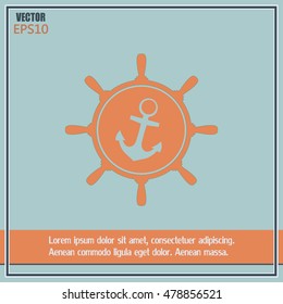 Anchor and ship steering wheel icon - vector illustration 