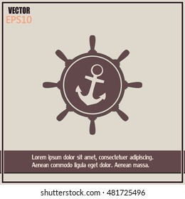 Anchor and ship steering wheel icon - vector illustration 