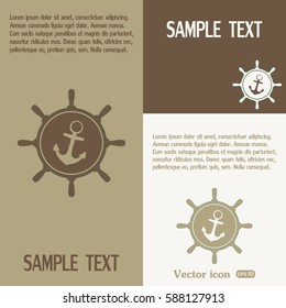 Anchor and ship steering wheel icon - vector illustration 