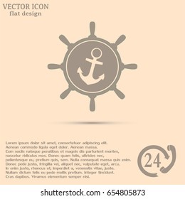 Anchor and ship steering wheel icon - vector illustration 