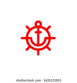 anchor with ship steering wheel logo modern sign template