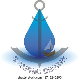 Anchor and ship water logo