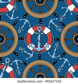 Anchor, Ship's wheel, Lifebuoy pattern
