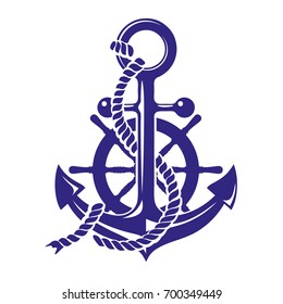 Anchor and ships wheel symbol vector illustration isolated on white background