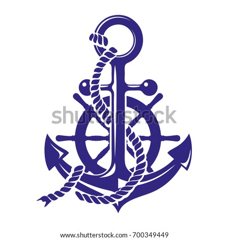 Anchor and ships wheel symbol vector illustration isolated on white background