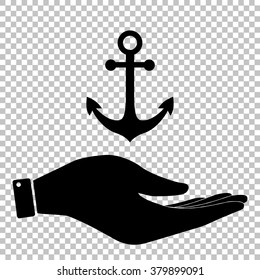 Anchor sign. Save or protect symbol by hand