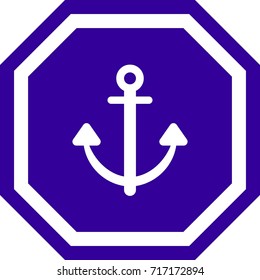 Anchor sign,square icon with chamfer , icon