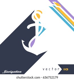 Anchor silhouette abstract background vector illustration