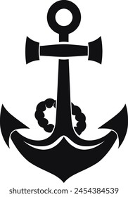Anchor silhouette in black color. Laser cutting eps10 vector template.