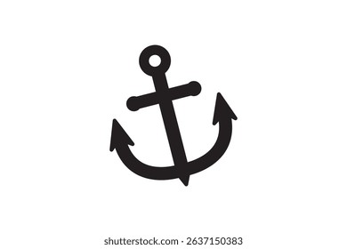 Anchor silhouette icon, black nautical symbol perfect for marine, sea, and travel themes.