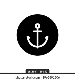 Anclaje del icono de silueta vector, plantilla de logotipo de ilustración en estilo de moda. Idóneo para muchos fines.