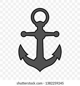 Anchor silhouette on transparent background. Vector illustration.