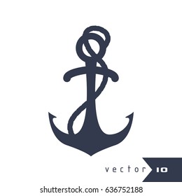 Anchor silhouette with rope anchor logo vector illustration
