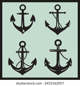 Anchor Silhouette set ,set of anchor