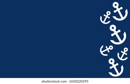 Anchor silhouette side frame with blue template colour. Marine or Navy or Coast Guard blank space background. Blue colour nautical clip art vector illustration