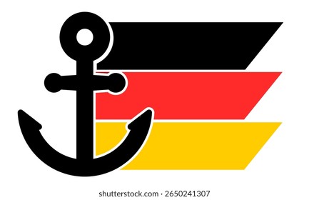 Silhueta de âncora objeto único preto vermelho amarelo modelo cor. Fundo da Marinha ou da Guarda Costeira. Anchor adesivo náutico clip art vetor ilustração