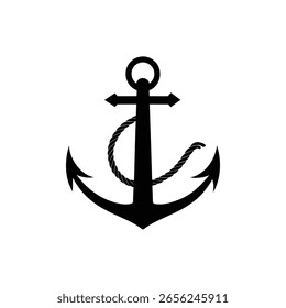 Anchor silhouette vector icon white background