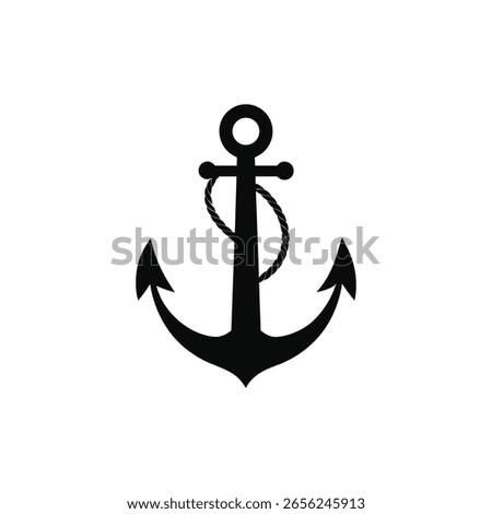 Anchor silhouette vector icon white background